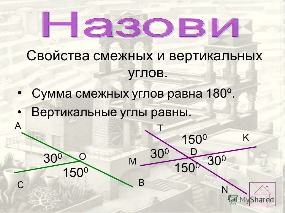 Свойства смежных и вертикальных углов. Сумма вертикальных углов. Свойства смежных углов и вертикальных углов. Формула вертикальных углов. Чему равна сумма углов в любом