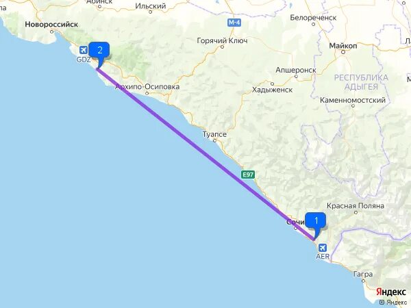 Сколько от адлера до геленджика на машине
