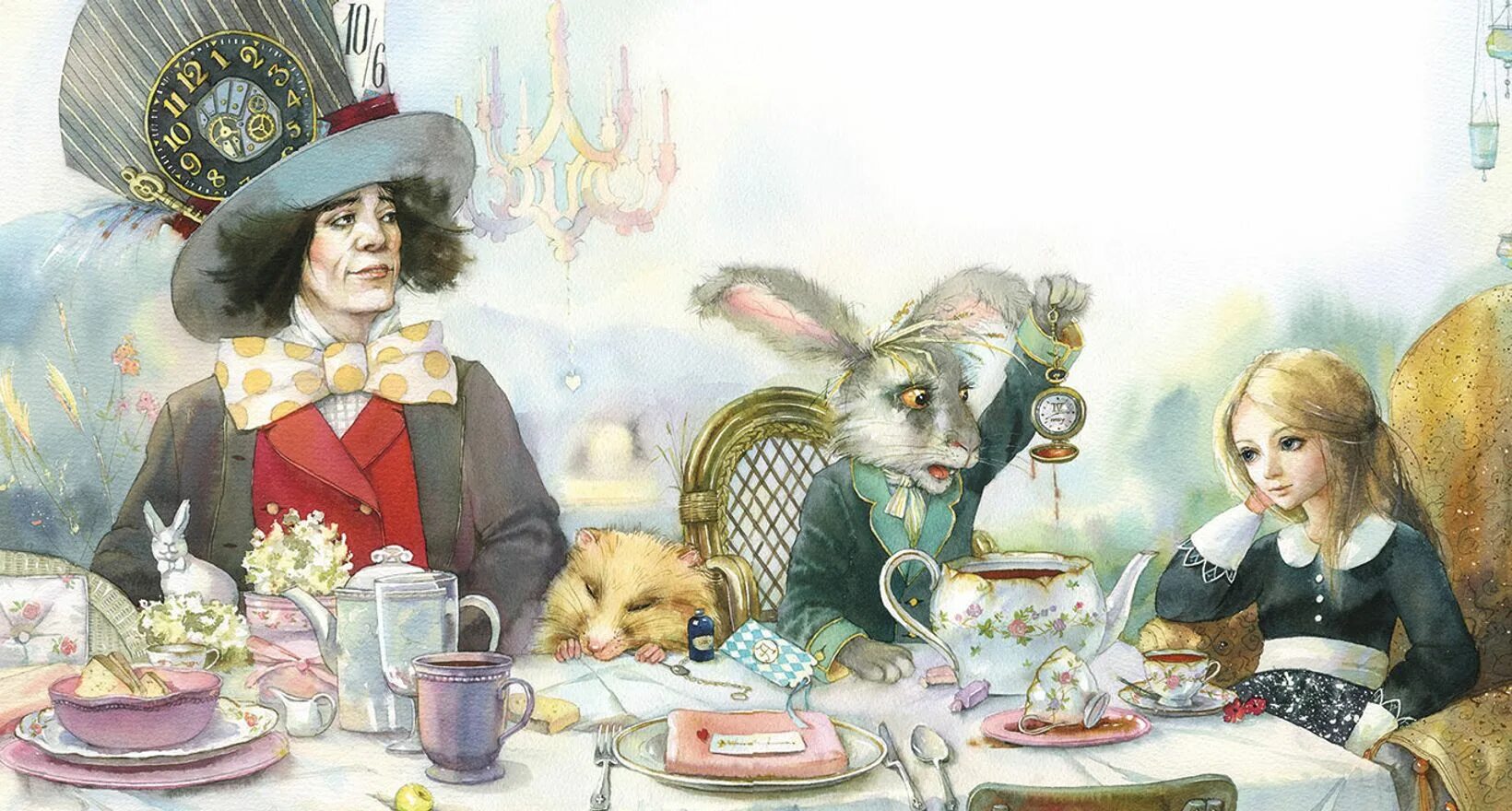 Алиса в стране чудес глава 2. Кэрролл л. "Алиса в стране чудес". Алиса в стране чудес чаепитие. Алиса чаепитие у Шляпника. Алиса в Зазеркалье чаепитие.