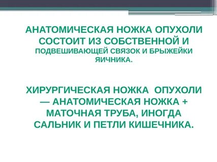 Анатомическая и хирургическая ножка опухоли яичника