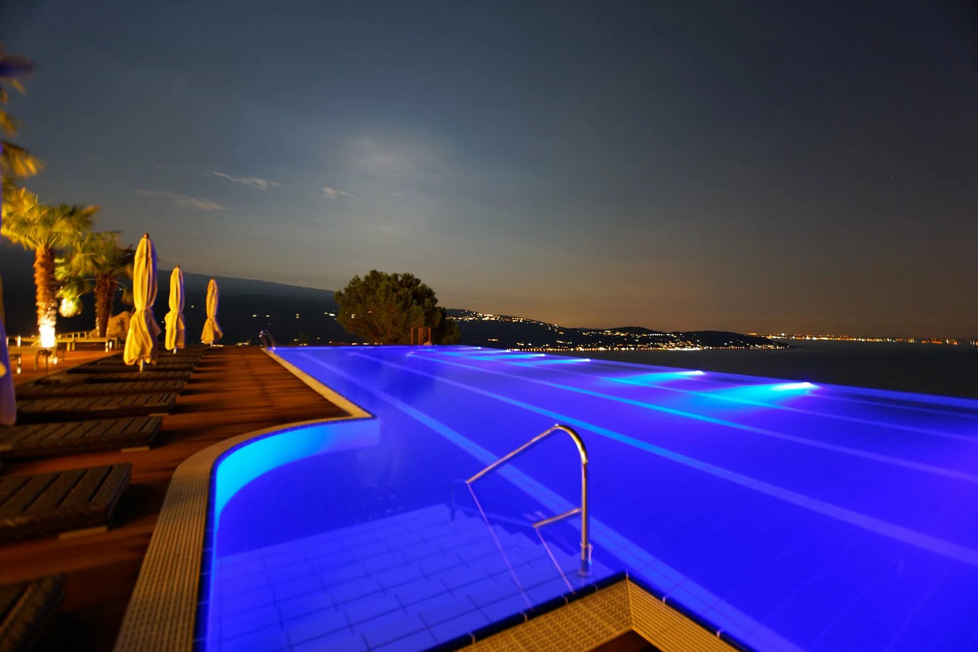 Near the swimming pool