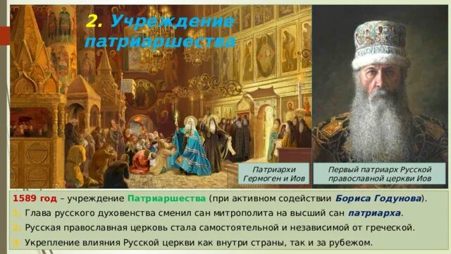 1589 Год учреждение патриаршества. Учреждение патриаршества в России. Глава русской церкви православной церкви.