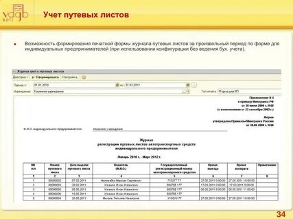 Учет путевых листов