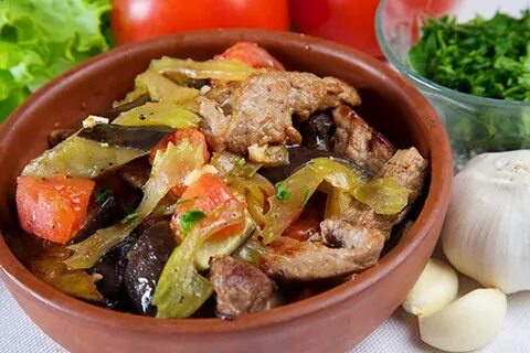 Мясо говядина с баклажанами