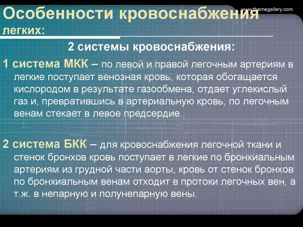 Особенности кровообращения в легких