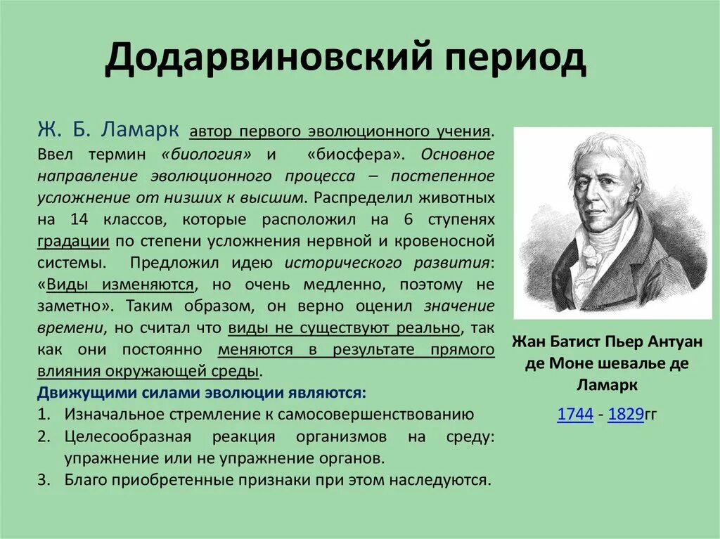 Развитие эволюционных представлений в додарвиновский период. Додарвиновский период развития эволюционной теории. Эволюционная теория Ламарка Ламарк. Додарвиновский период развития эволюционного учения.