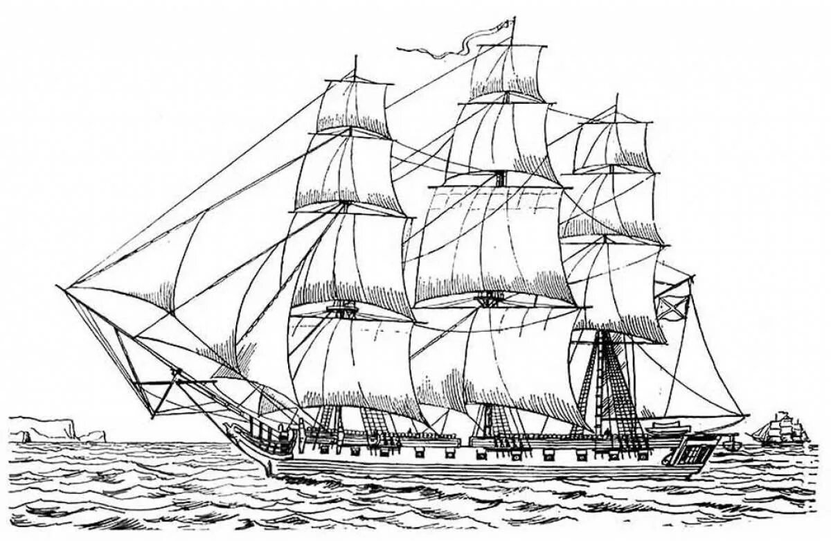Раскраска. Кора раскраска. Раскраска парусник. Корабли. Каравелла бригантина фрегат.