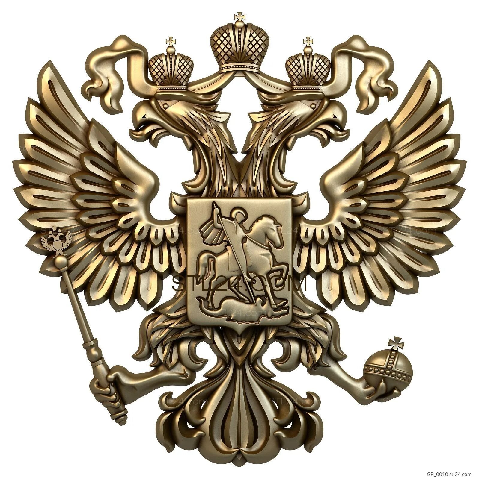 Эмблема stl. Двуглавый орел stl. герб 3d модель.