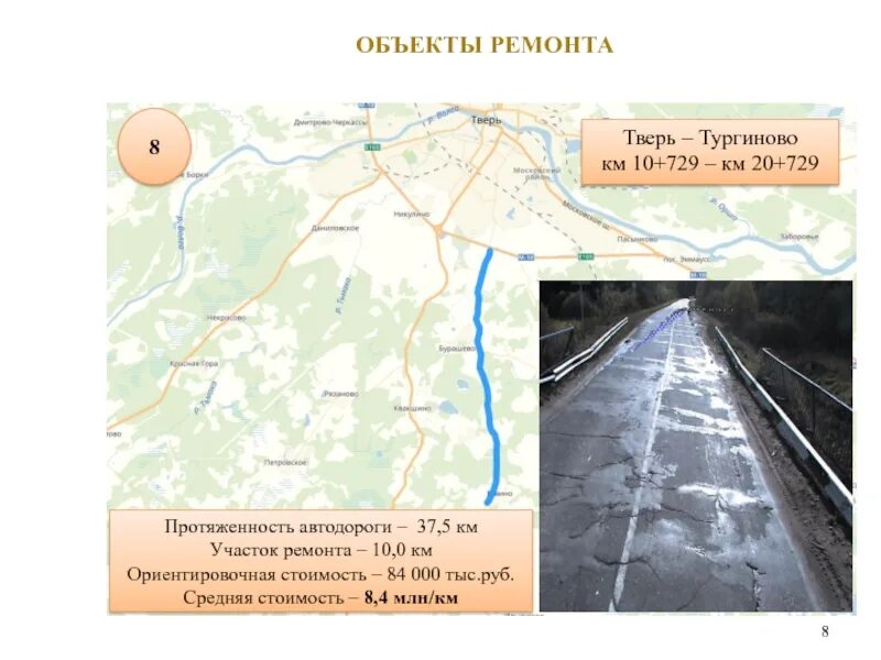 Средняя протяженность автомагистралей. Протяжённость 5 км ремонта. Автодорога Сура протяжённость. Тургиново Тверь.