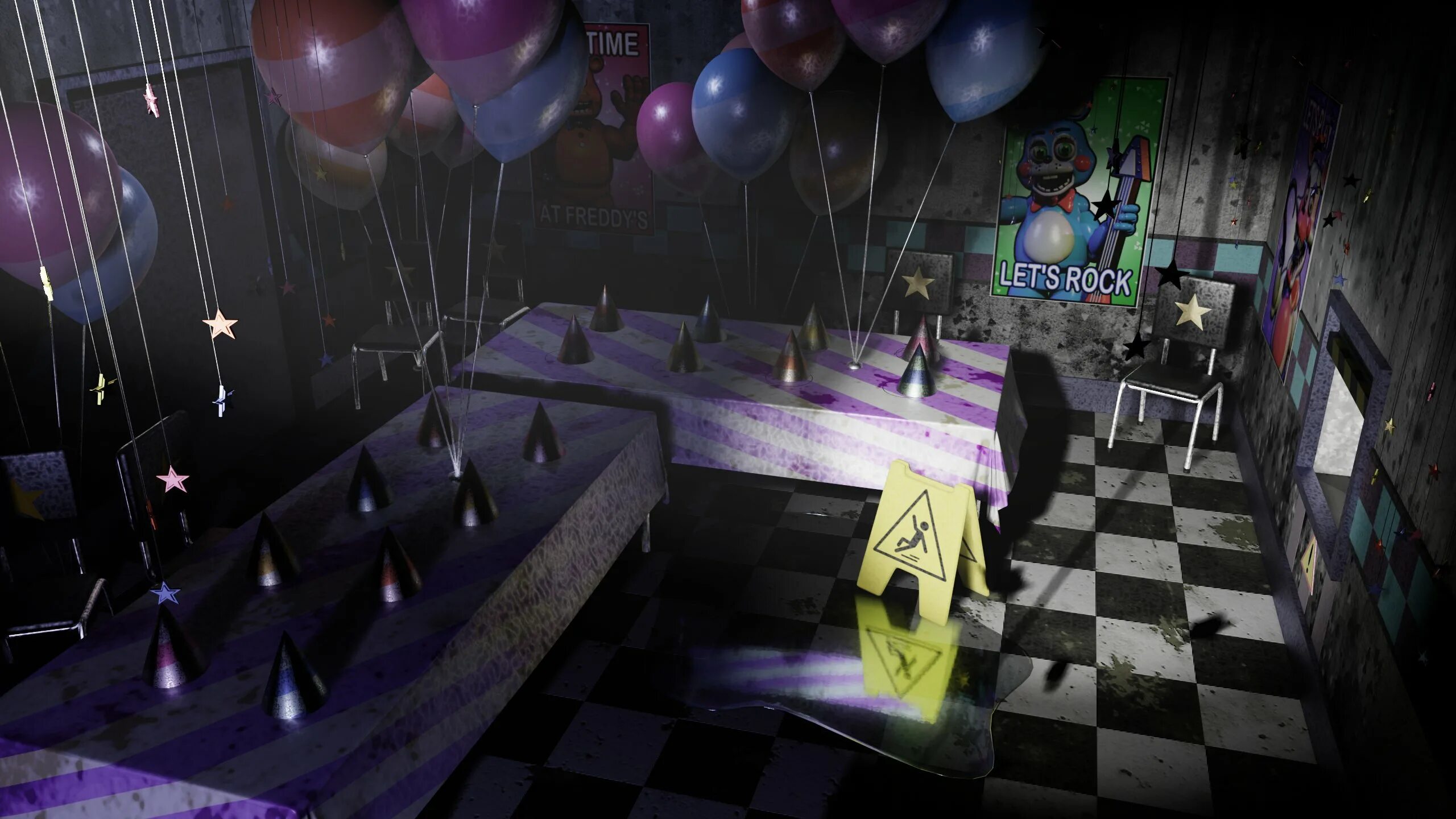 Фнаф 9 локации. Фнаф 2 пати рум 2. fnaf 2 камера party room 2. фнаф пати рум 1. фнаф 2 комната.
