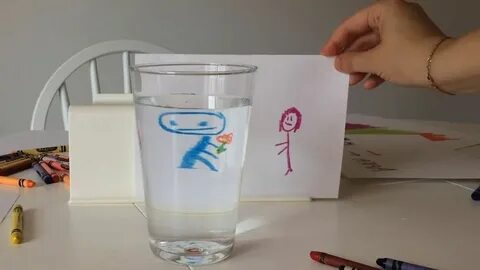 Стакан с водой и лист бумаги перевернуть