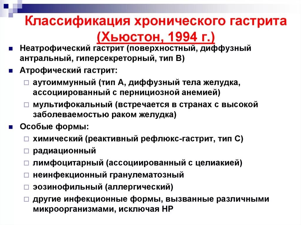 Формы хронического гастрита. Сиднейская классификация гастритов 1994. Классификация хронического гастрита. Хьюстонская классификация хронического гастрита. Неатрофический гастрит классификация.