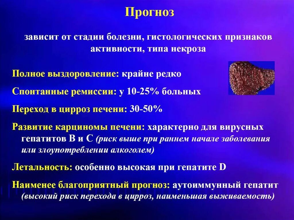 Заболевание печени гепатиты. Прогноз вирусного гепатита в.