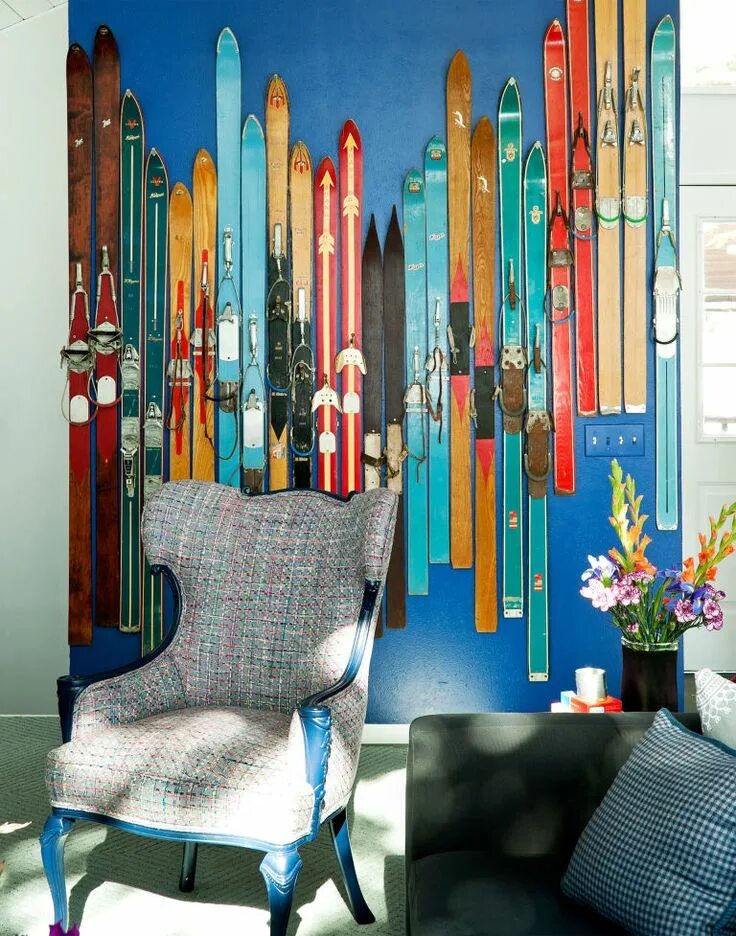 Что можно сделать из старых лыж Dizajnér ako repa Ski house decor, Old skis, Ski lodge decor