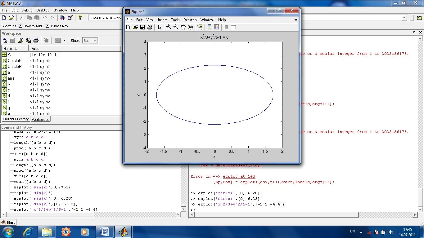Квадрат matlab