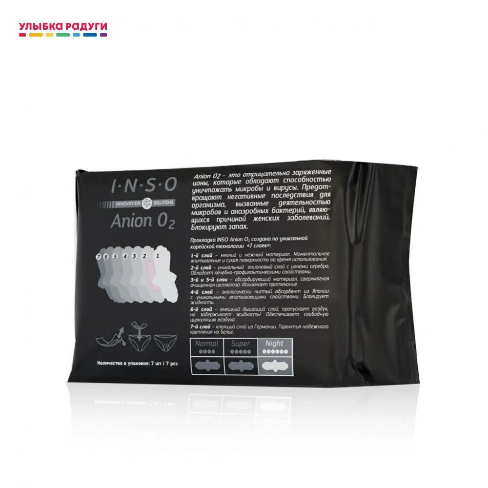 Inso anion o2. Прокладки инсо анион. inso anion o2 прокладки night 7шт. siola silver line прокладки ультратонкие с анионным вкладышем night 7шт.