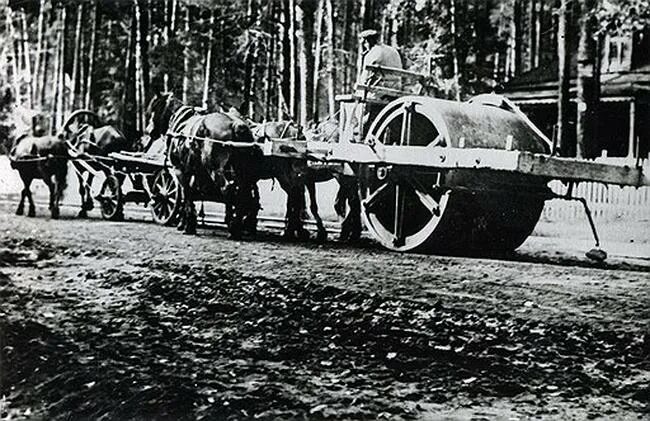 Дорожная техника СССР. Каток дорожный прицепной. Техника 1910. Дорожная техника 20-х годов.