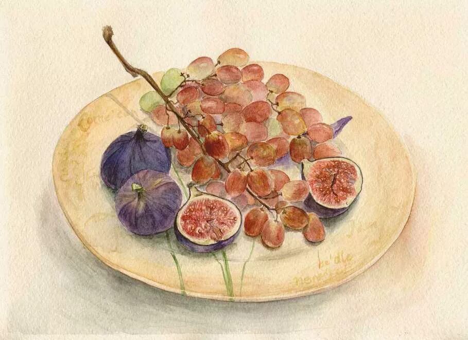 натюрморт с инжиром. инжир и виноград. ежевика и виноград. гранат, виноград, инжир. виноград инжир.
