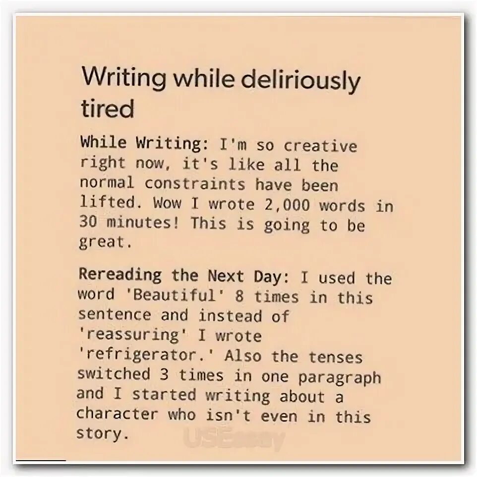 While writing. While writing