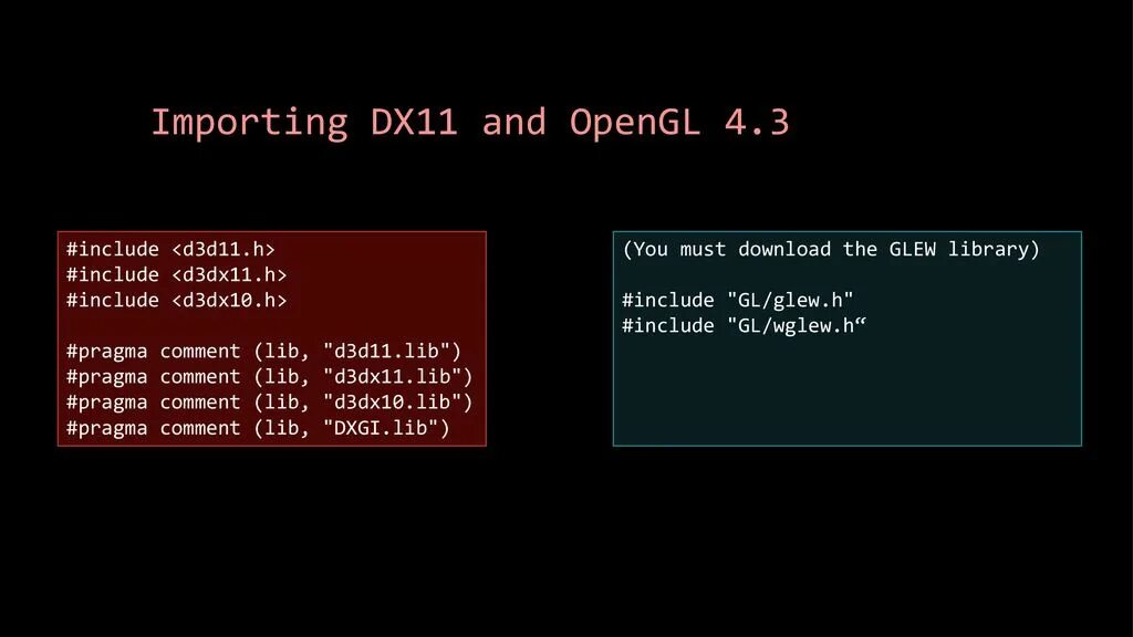 DIRECTX ASM. Проект по теме библиотеки OPENGL И DIRECTX. OPENGL 4.3. Различия DIRECTX И OPENGL. Pragma once