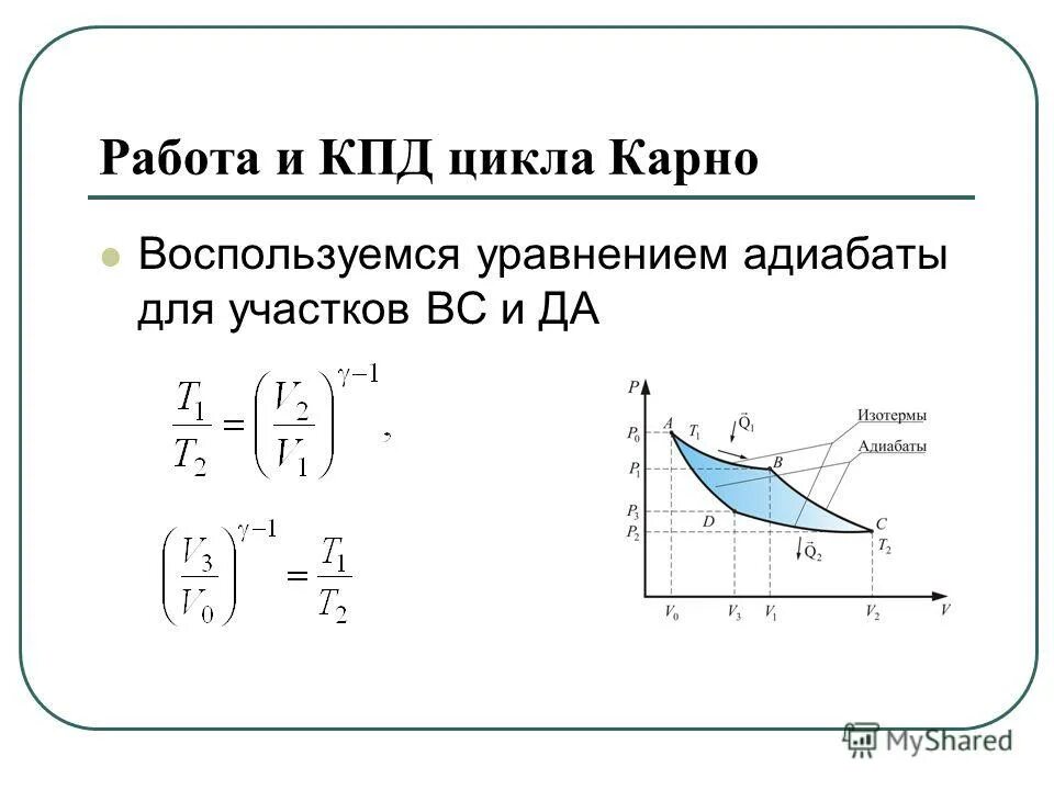 Цикл карно холодильной машины