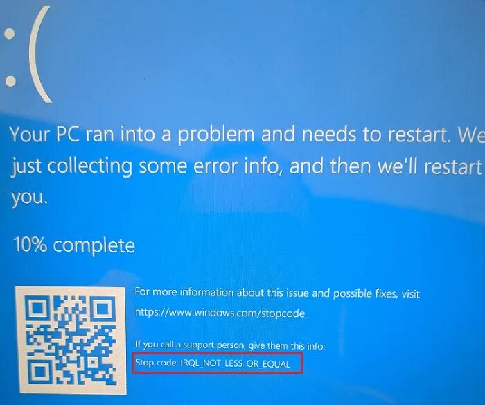 Ошибка IRQL_not_less_or_equal. Driver IRQL not. Driver_IRQL_not_less_or_equal Windows. IRQL not less or equal Windows 10 синий экран.