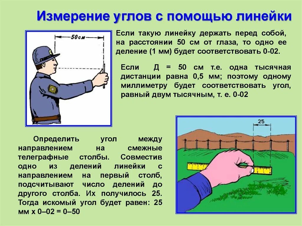 Измерение расстояний физика. Измерение дальности с помощью линейки. Измерение расстояний на местности с помощью линейки. Измерение углов с помощью линейки. Способы определения расстояний на местности.