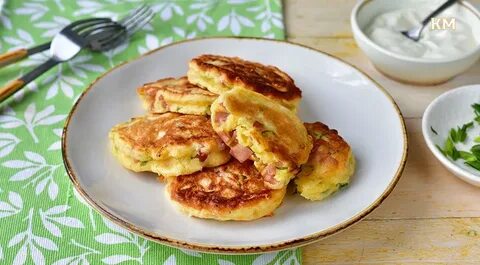 Оладьи с ветчиной и сыром