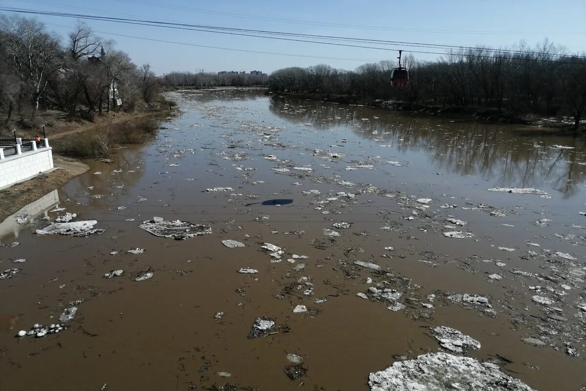 Река Каргалка Оренбург. Паводок. Весенний паводок. Паводок и половодье.