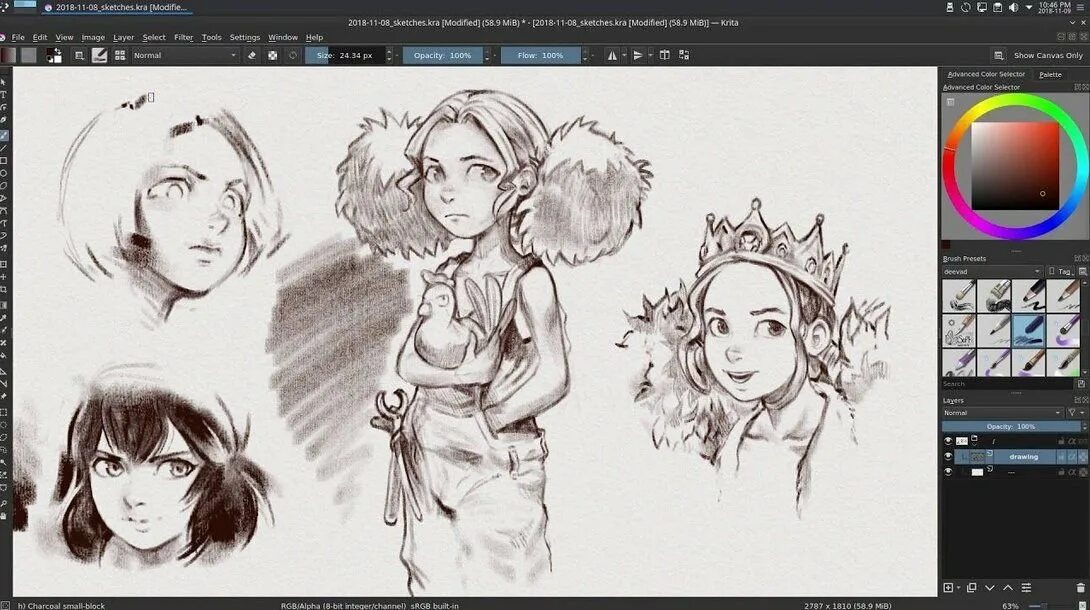 Приложение для рисования набросков. Кисть для скетча в krita. кисти для лайна в крите. крита арты. уроки рисования в krita.