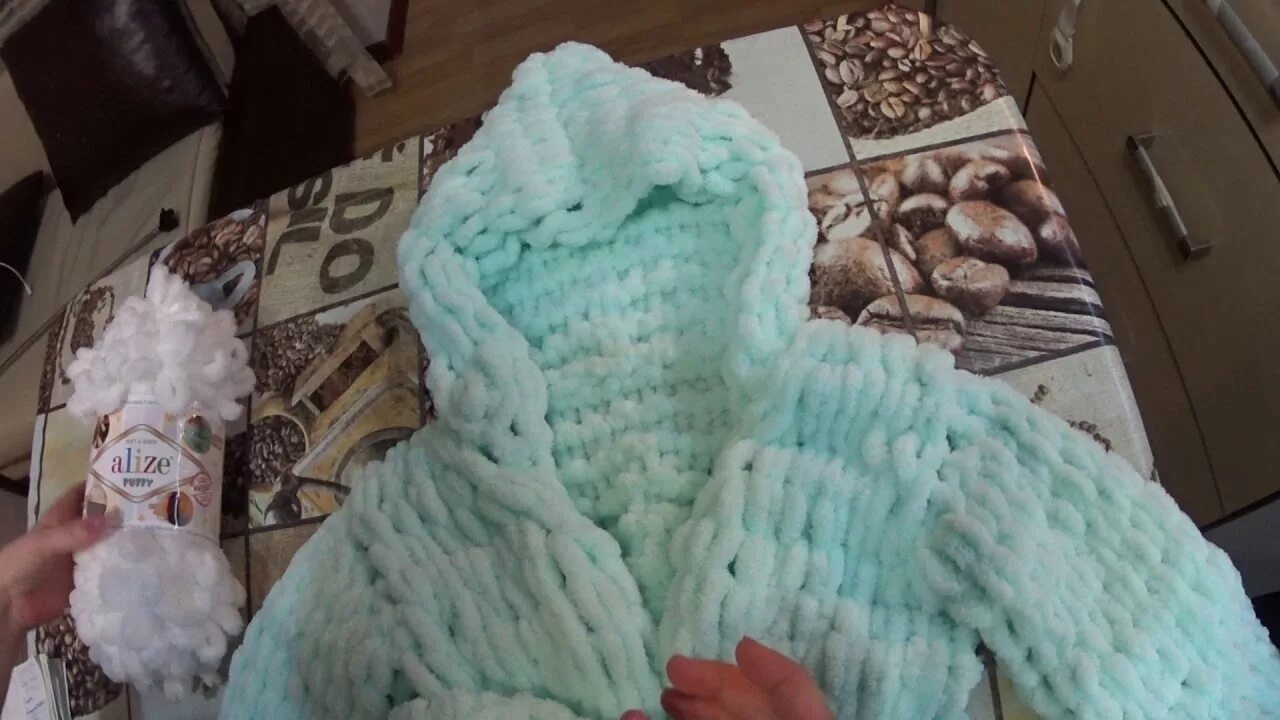 Костюм из ализе пуффи. Ализе пуффи халат. халат из alize puffy. комбинезон из пряжи ализе пуффи. халат из ализе пуффи файн мастер класс.