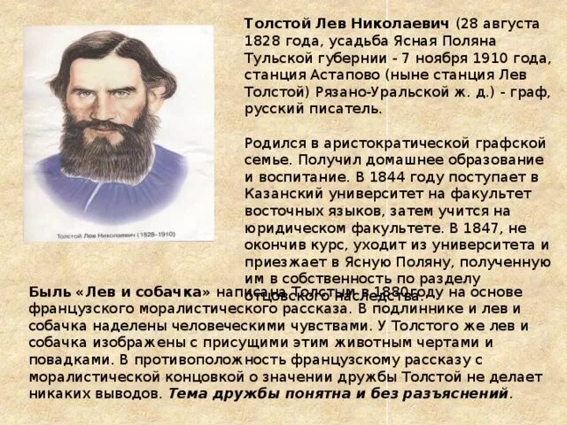 Лев толстой краткое сообщение 3 класс. С кем воспитывался лев николаевич толстой. проект про льва николаевича толстого 3 класс.
