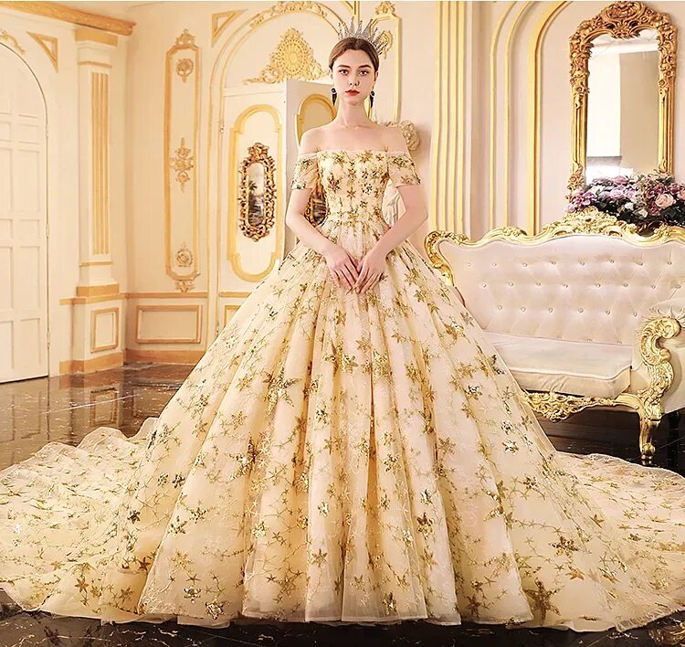Фасоны свадебных платьев. Золотое свадебное. Золотое свадебное. Золотое пышное платье. Золотистое свадебное платье.