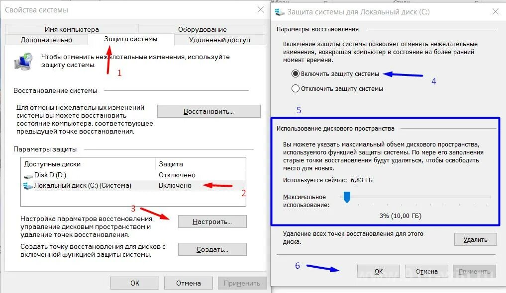Защита системы для локального диска. Как включить система. Защита включена. Защита системы как отключить.