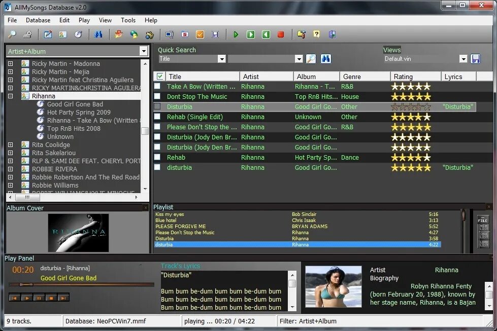 Song database. Song database