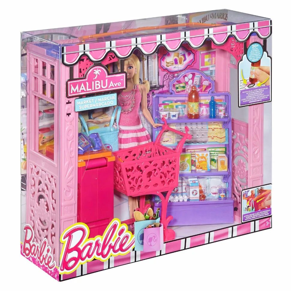 Игровой набор Barbie продуктовая Лавка. Набор Barbie продуктовый магазин Малибу, 29 см, ckp77. Куклы Барби магазин супермаркет. Игровой набор Барби супермаркет. Dolls store