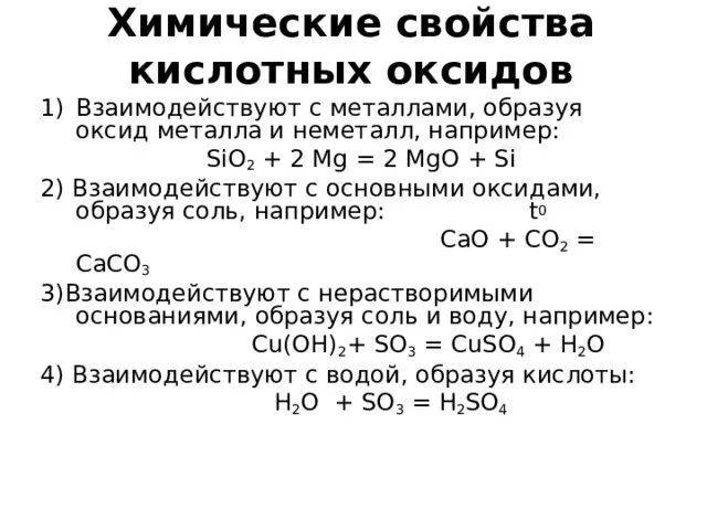 Реакции металла и кислотного