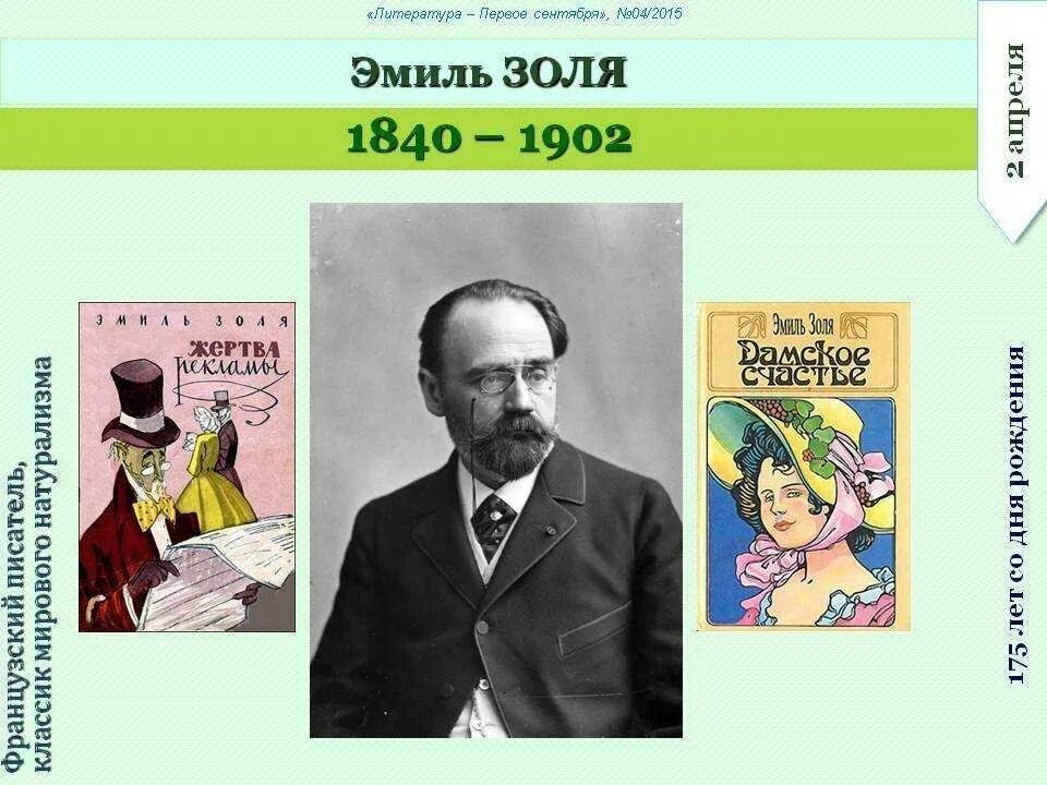 Фамилия наны у золя 4 буквы. Эмиля Золя (1840—1902) презентация.