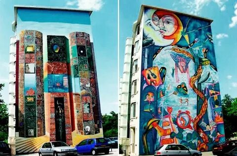 Большие рисунки на домах