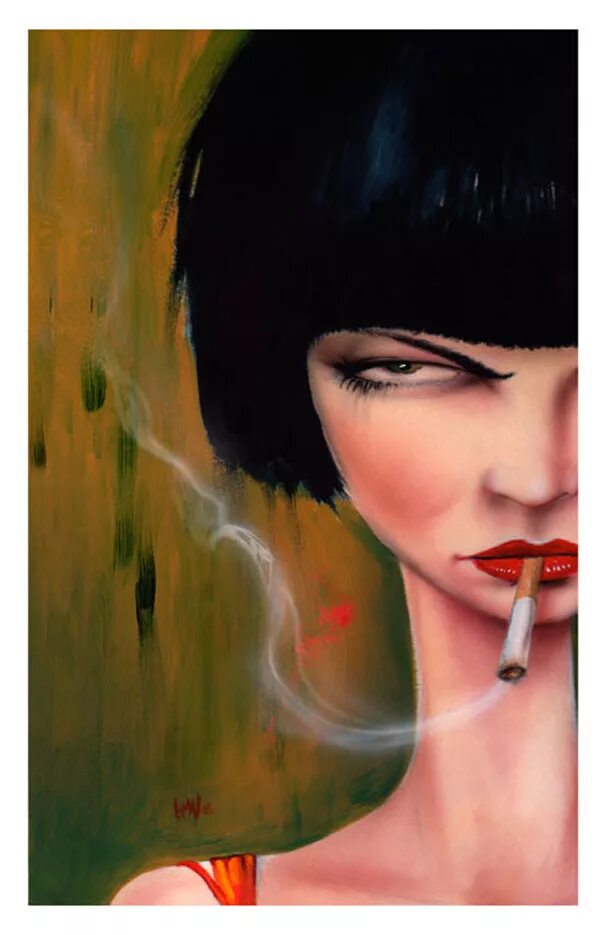 Брюнетка маслом. Брайан Виверос картины. Курильщицы Брайана Вивероса. Дама с сигаретой картина. Картина девушка с сигаретой.