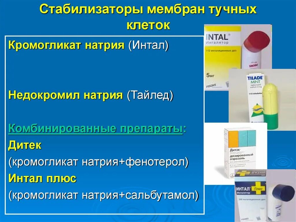 Препараты стабилизаторы мембран клеток. Стабилизаторы мембран тучных клеток препараты. Стабилизаторы мембран тучных клеток при бронхиальной астме. Стабилизаторы тучных клеток кромоны препараты. Средства стабилизирующие мембраны тучных клеток.