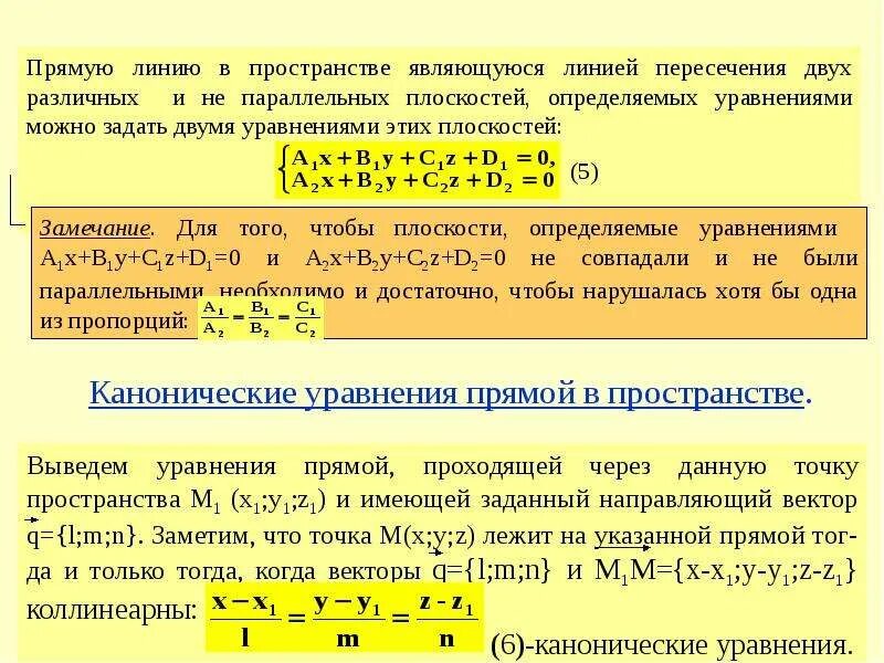 Прямые заданные каноническими уравнениями