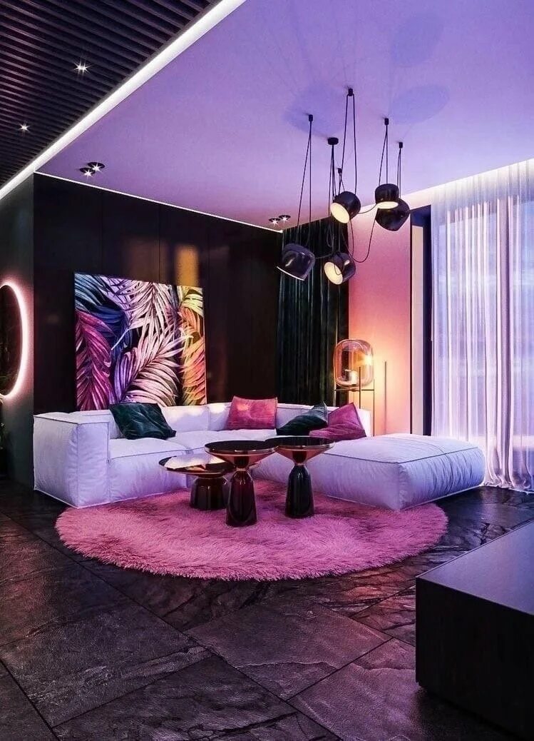 Интерьер в фиолетовом стиле ACHADOS DE DECORAÇÃO blog de decoração: SALA DE JANTAR Purple living room, Liv
