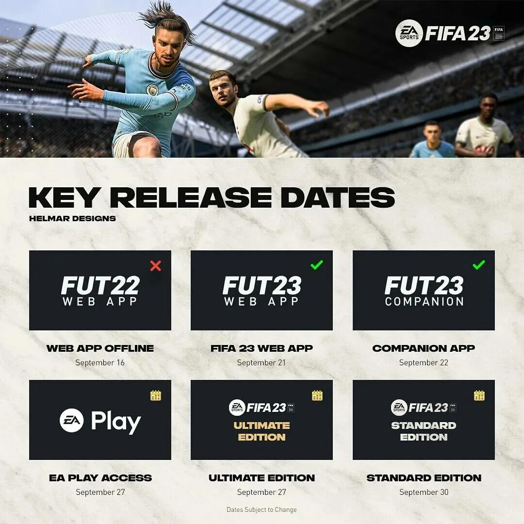 FIFA 23. Меню ФИФА 23. Календарь ФИФА 23. FUT web app FIFA 23.