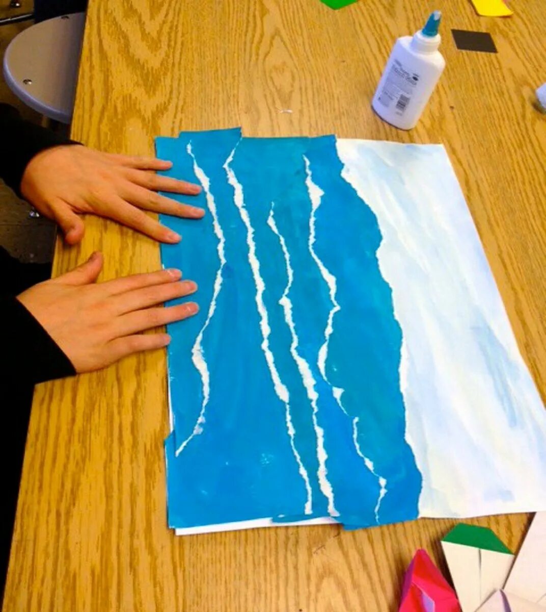 Поделка в сад водопад. Имитация воды. Диорама из эпоксидной смолы. Сделать воду из бумаги. Аппликация море.