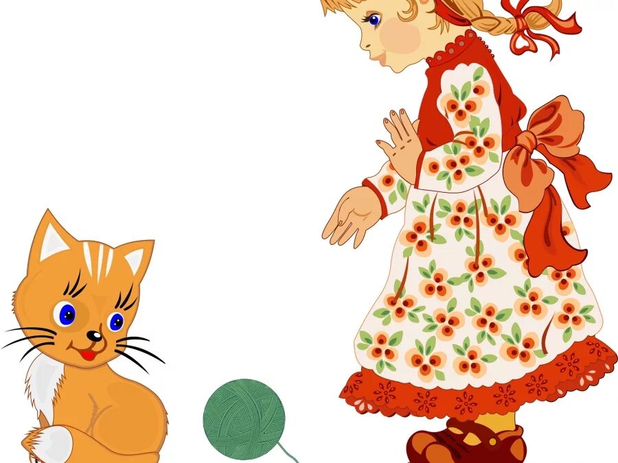 Кошка зовет малышей. Котята. Девочка. Дети. Девочка с котенком иллюстрация. Девочка с котом рисунок для детей. Девочка с кошкой рисунок для детей.