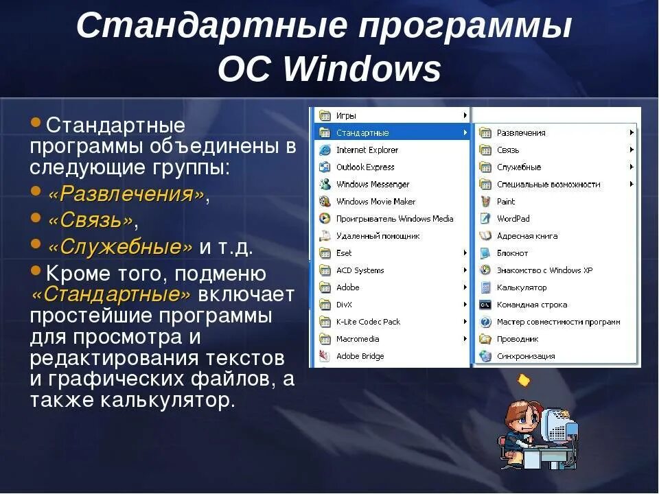 Описания компьютерных программ. Стандартные программы виндовс. стандартные программы ос. стандартные программы операционной системы windows. стандартные приложения windows.