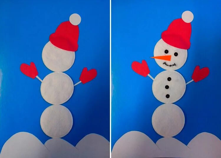 Снеговик из ватных дисков. Снеговик из ватныхисков. Снеговики из ваты дисков. Аппликация снеговик из ватных дисков. Снеговик из ватных дисков для детей.