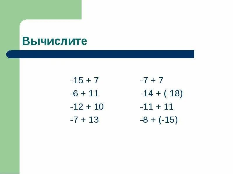 Урок целые числа 6 класс. Целые числа сложение. Самостоятельная работа целые числа. Сложение целых чисел самостоятельная. Вычислите 15 16 12 25