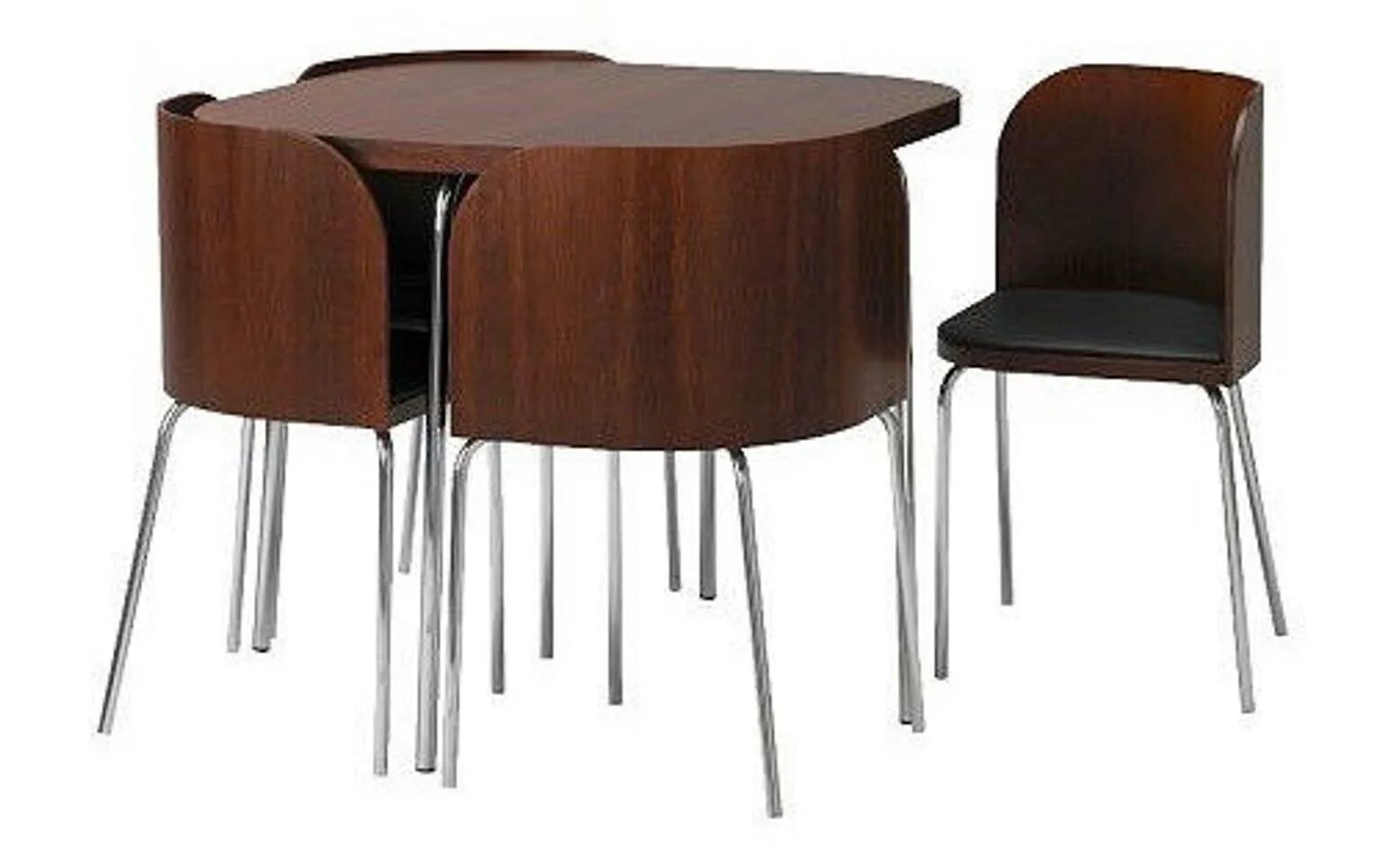 Четверо стульев. Стол Fusion ikea. Икеа Фузион. Стол с задвижными стульями ikea Fusion. Круглый стол с выдвижными стульями.
